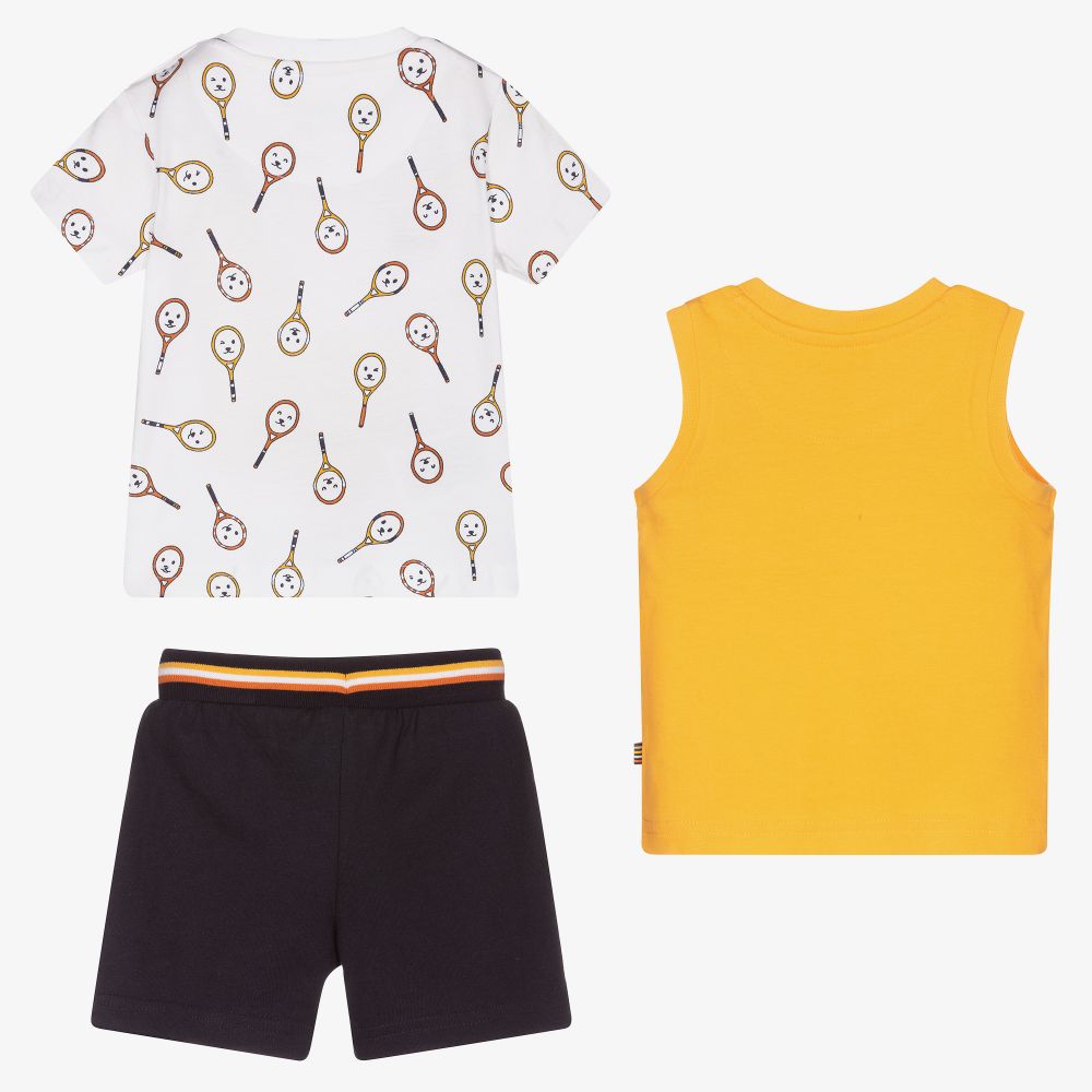 Mayoral-طقم شورت أطفال ولادي قطن لون أبيض وكحلي | Childrensalon Outlet