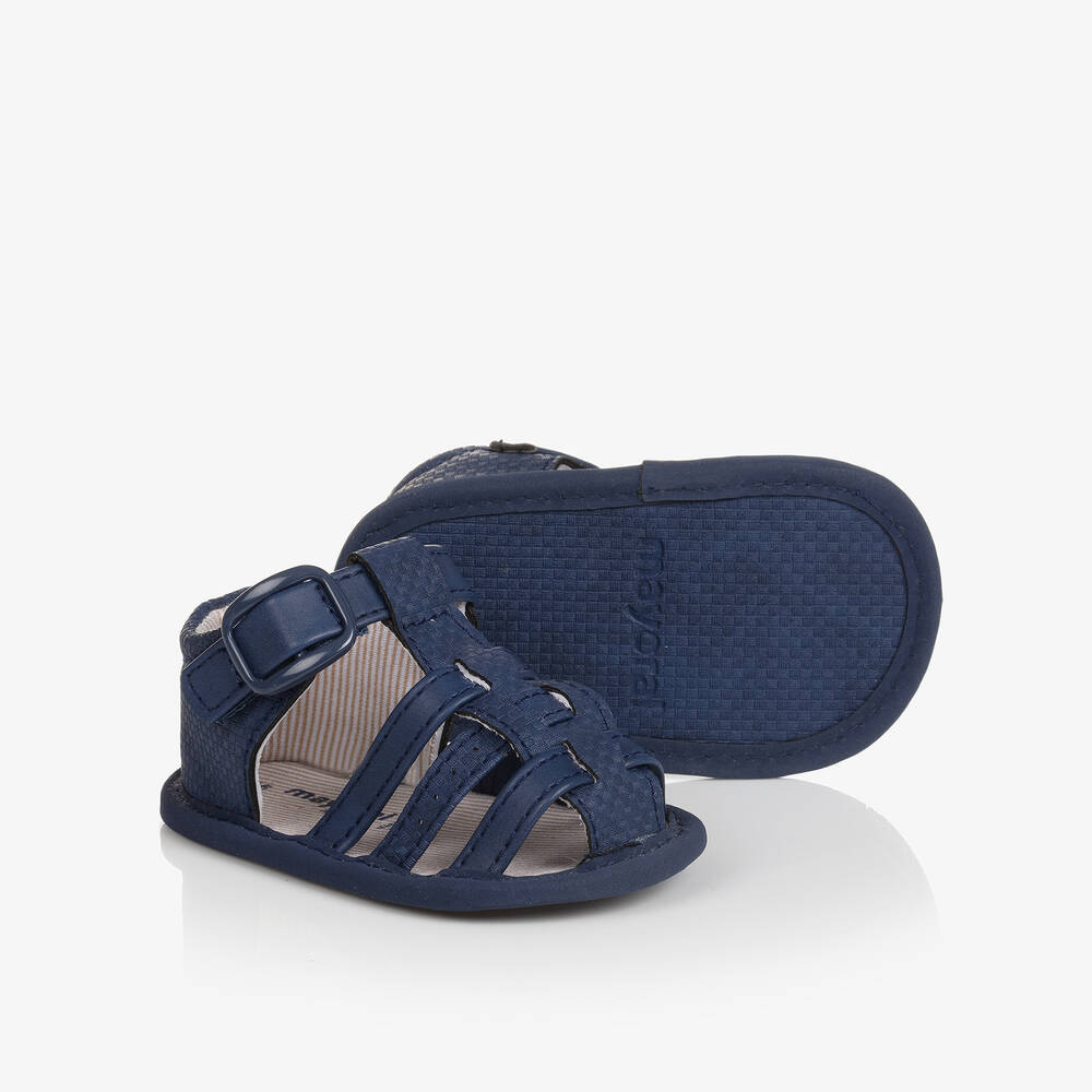 Mayoral Newborn-Navy Blue Faux Leather Pre-Walker Sandals | Childrensalon Outlet