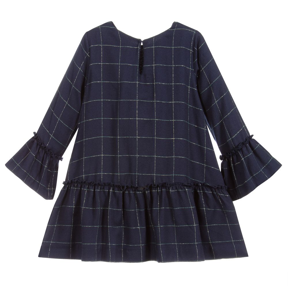 Mayoral-Темно-синее платье в золотистую клетку | Childrensalon Outlet