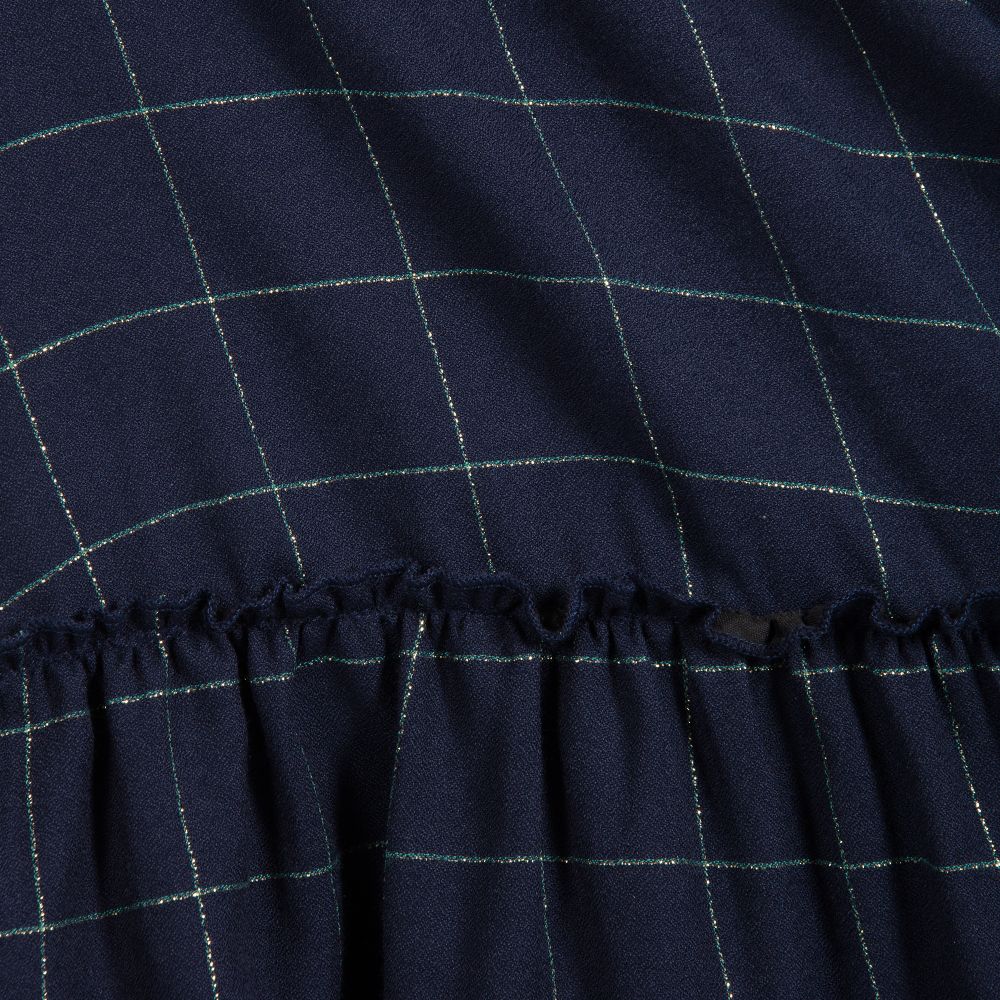 Mayoral-Темно-синее платье в золотистую клетку | Childrensalon Outlet