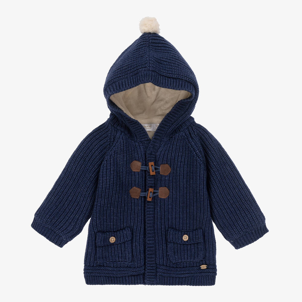 Mayoral - Navy Blue Knitted Cotton Pram Coat | Childrensalon