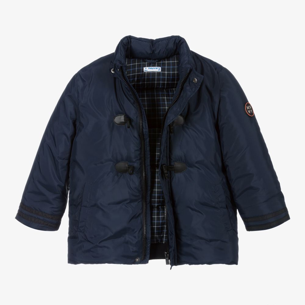 Mayoral - Navy Blue Padded Duffle Coat | Childrensalon Outlet