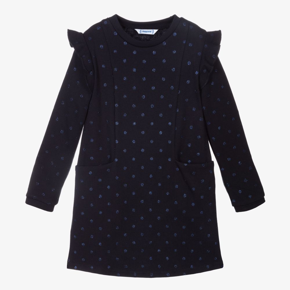 Mayoral - Navy Blue Polka Dot Dress | Childrensalon