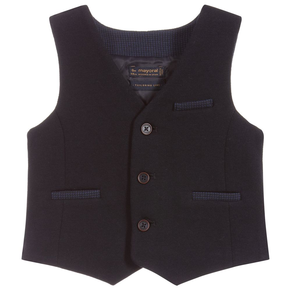 Mayoral - Gilet en polyester et coton bleu marine | Childrensalon