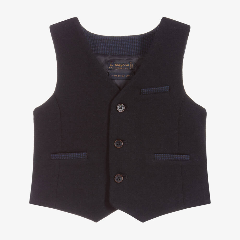 Mayoral-Navy Blue Polycotton Waistcoat | Childrensalon Outlet