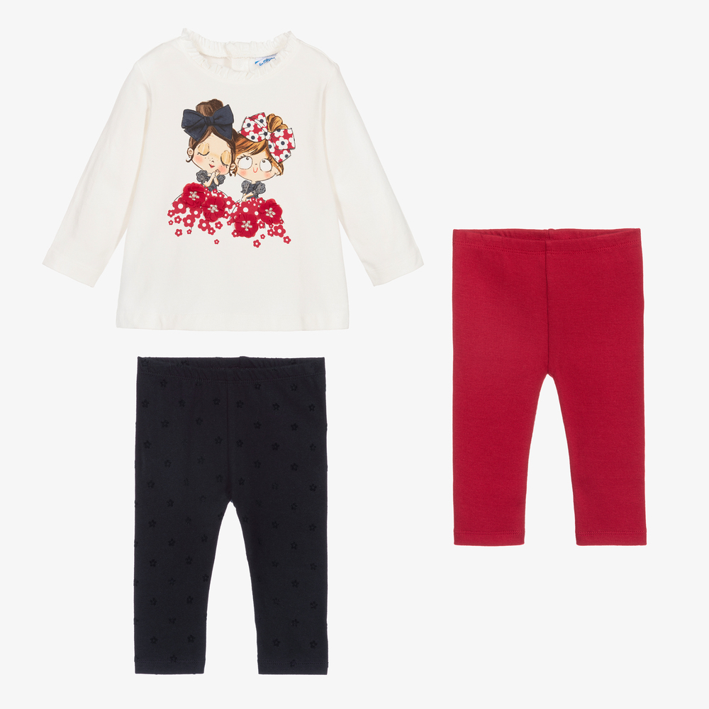 Mayoral - Ensemble leggings bleu marine et rouge  | Childrensalon