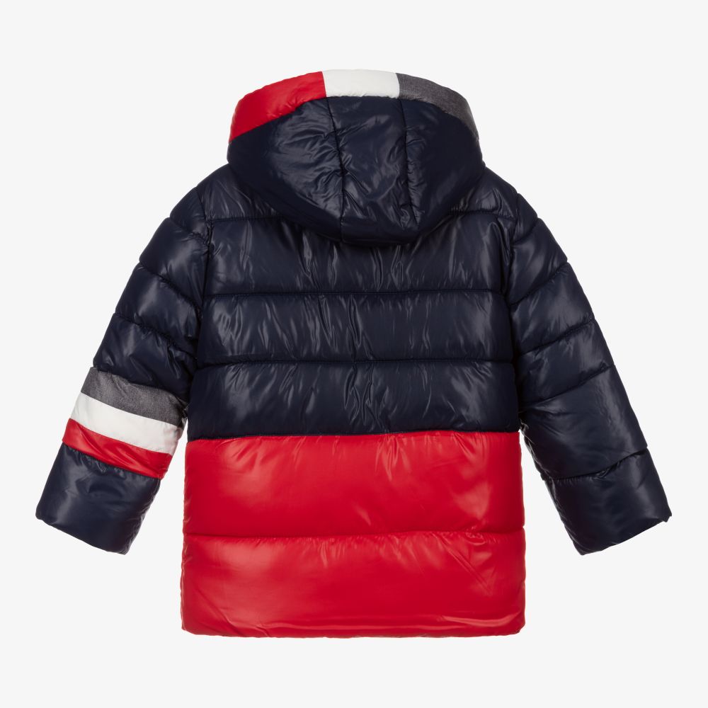 Mayoral-Navy Blue & Red Puffer Coat | Childrensalon Outlet