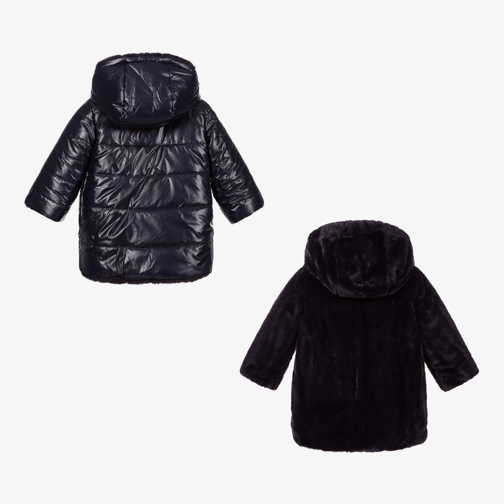 Mayoral-معطف بوجهين لون كحلي للبنات | Childrensalon Outlet