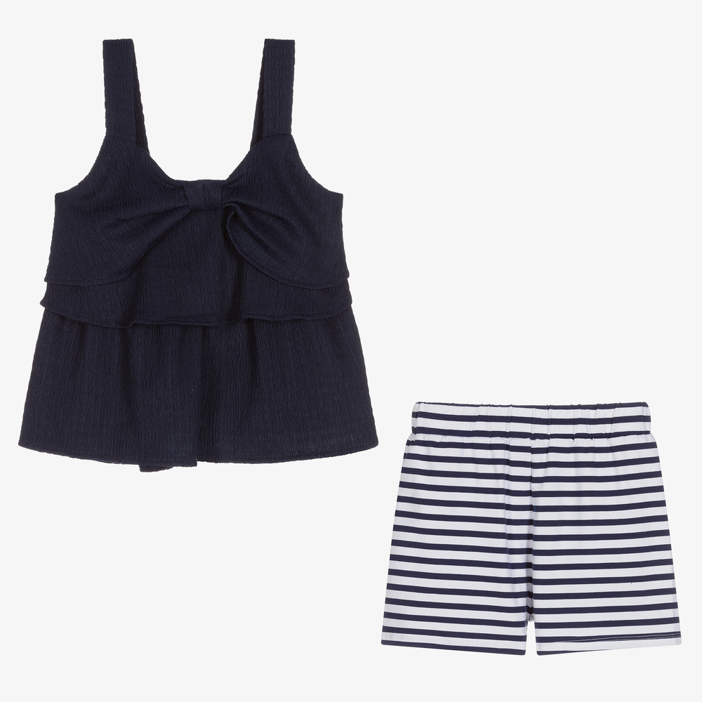 Mayoral-Синий топ и шорты в полоску | Childrensalon Outlet