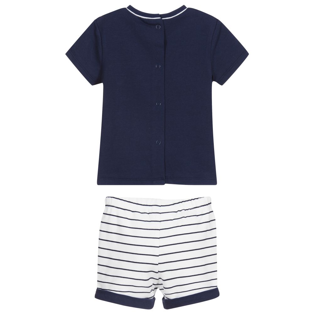 Mayoral Для новорожденных-Комплект с темно-синим топом и шортами в полоску | Childrensalon Outlet
