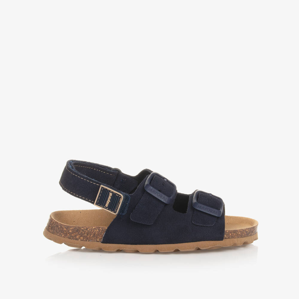 Mayoral-Navy Blue Suede Leather Baby Sandals | Childrensalon Outlet