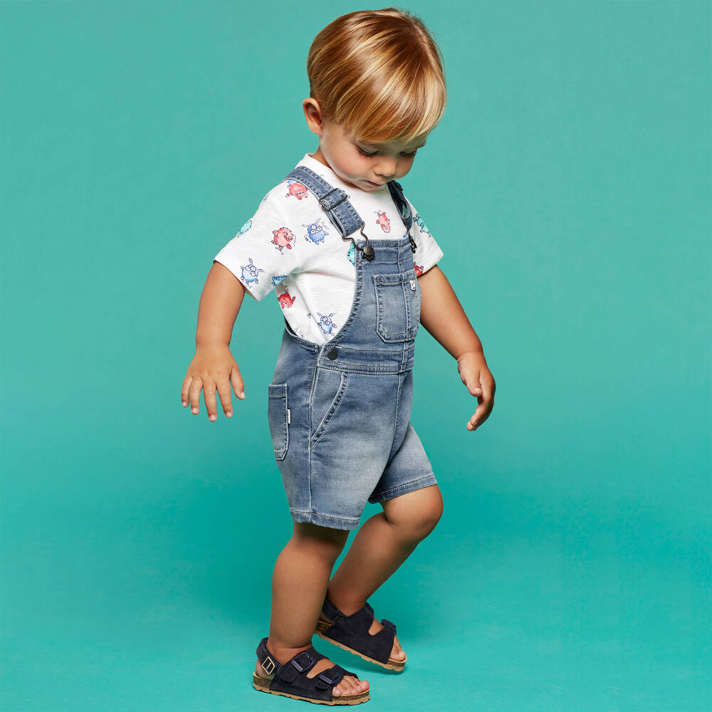 Mayoral-Navy Blue Suede Leather Baby Sandals | Childrensalon Outlet