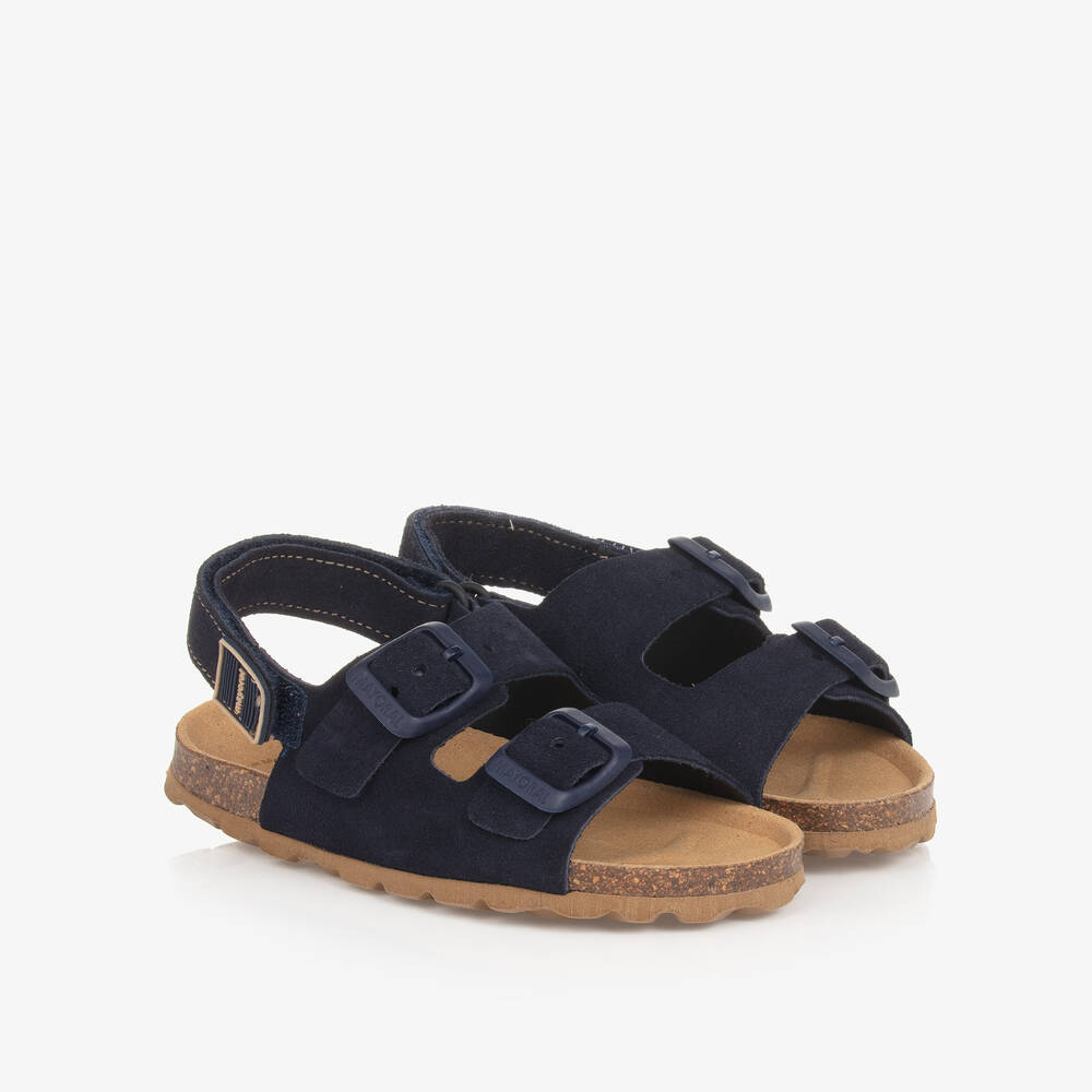 Mayoral Navy Blue Suede Leather Baby Sandals Childrensalon Outlet