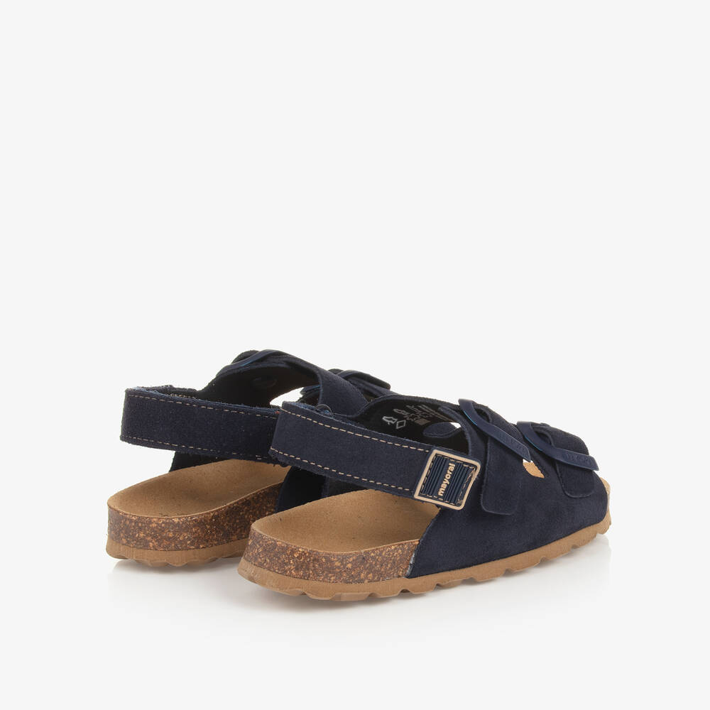 Mayoral-Navy Blue Suede Leather Baby Sandals | Childrensalon Outlet