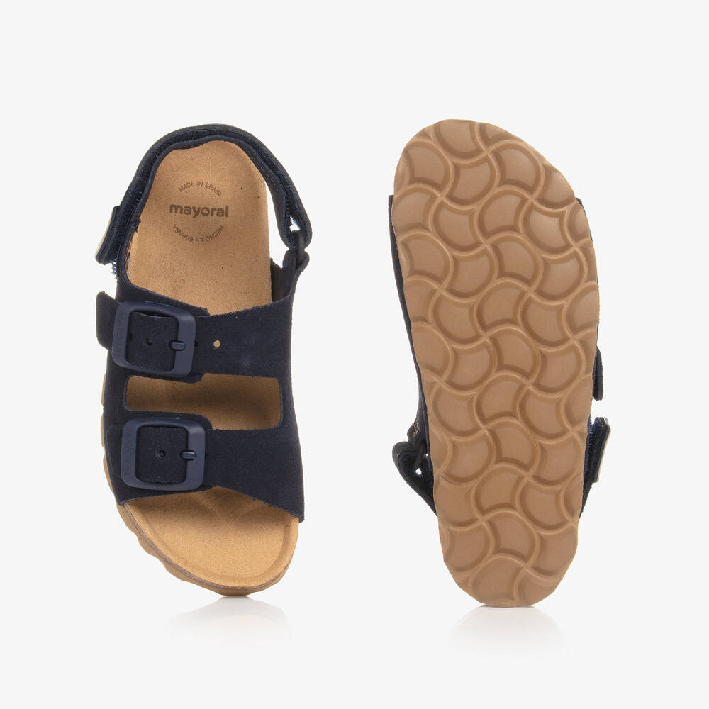 Mayoral-Navy Blue Suede Leather Baby Sandals | Childrensalon Outlet
