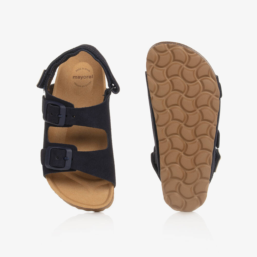 Mayoral-Navy Blue Suede Leather Sandals | Childrensalon Outlet