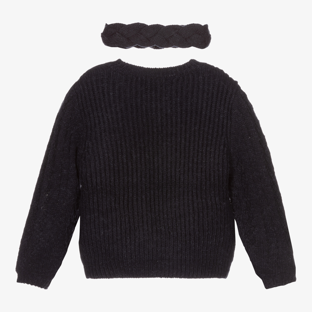 Mayoral-Свитер и повязка на голову синего цвета | Childrensalon Outlet