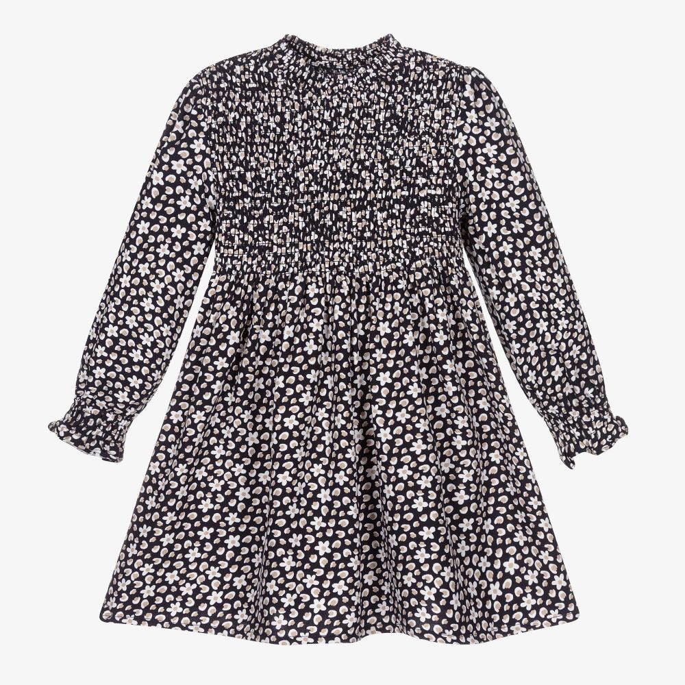 Mayoral-Navy Blue Viscose Floral Dress | Childrensalon Outlet
