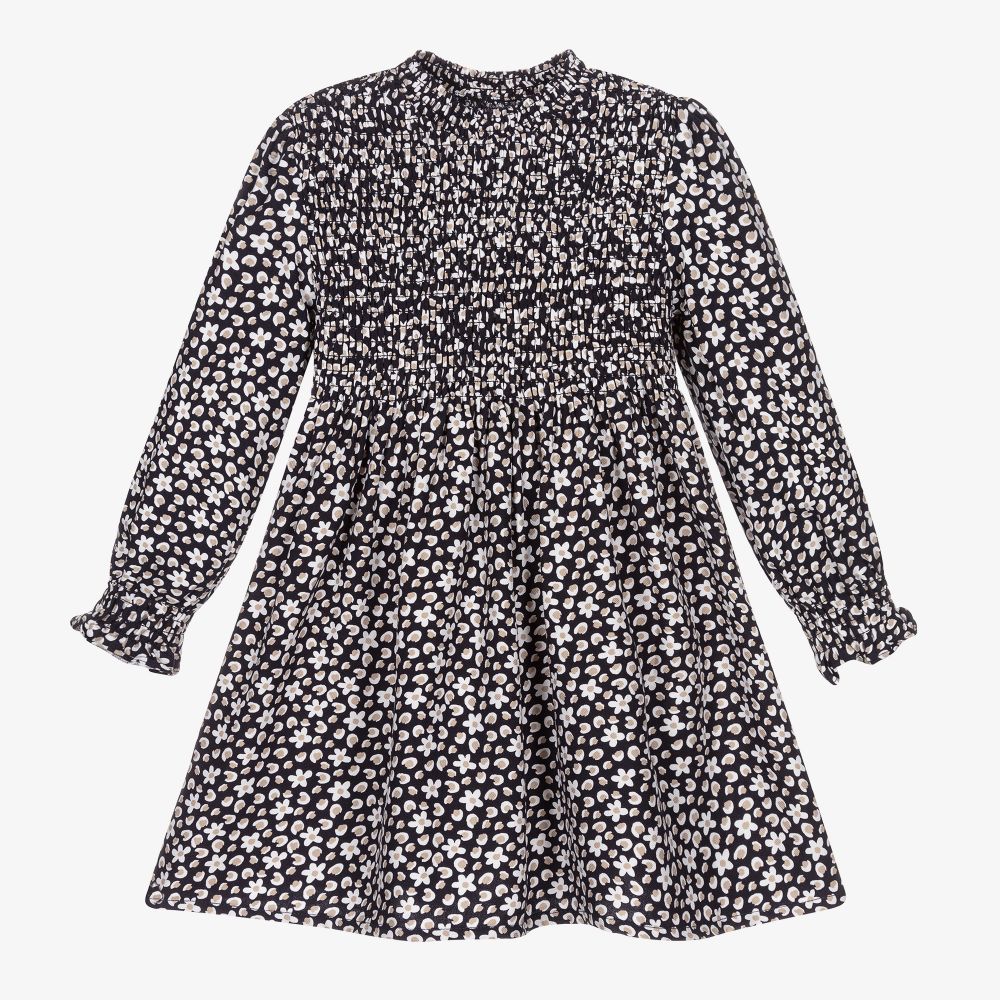 Mayoral - Navy Blue Viscose Floral Dress | Childrensalon