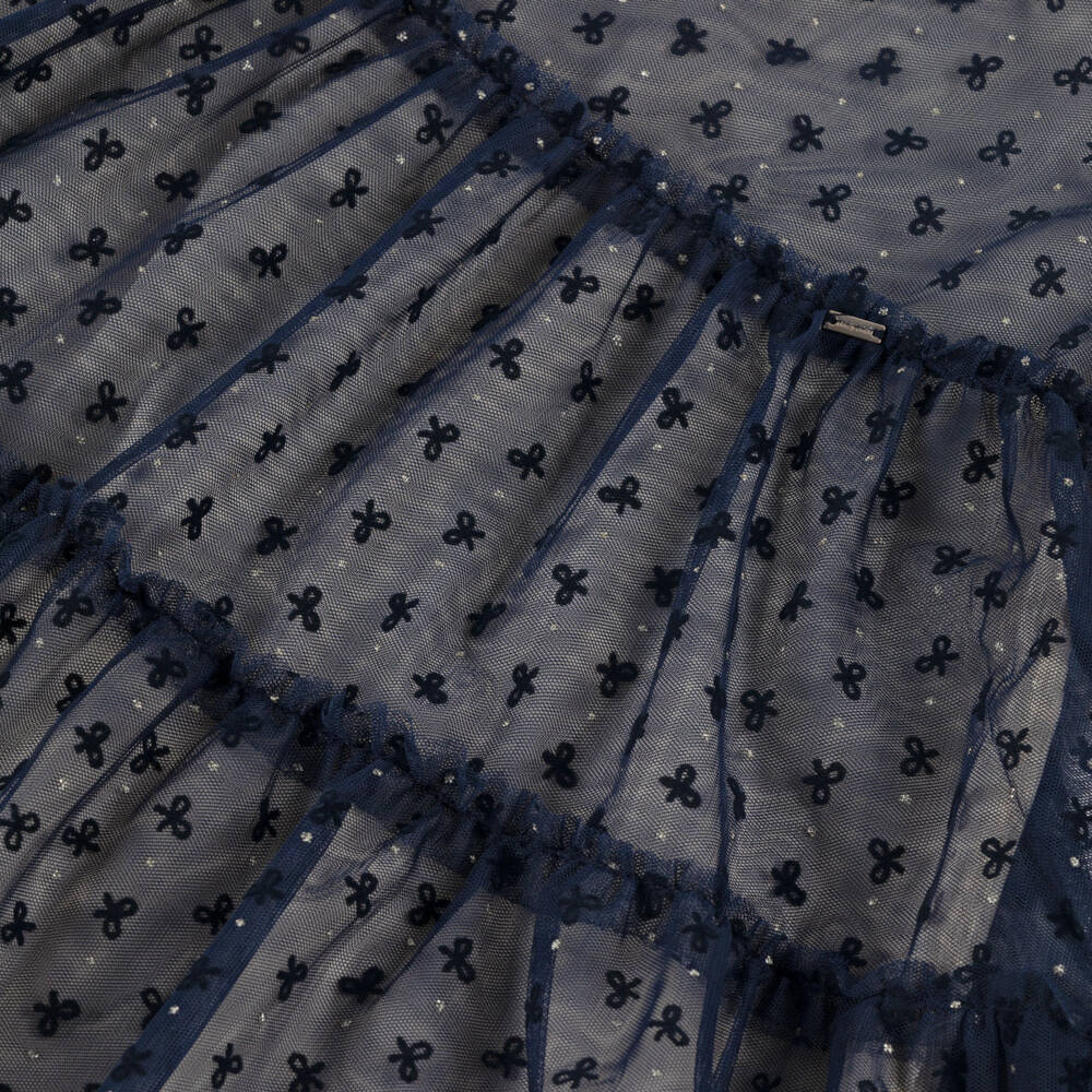 Mayoral-Navy Bow Tulle Dress | Childrensalon Outlet