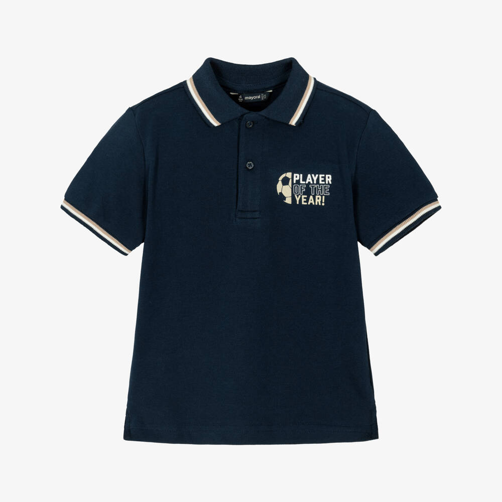 Mayoral-Navy Football Polo Shirt | Childrensalon Outlet