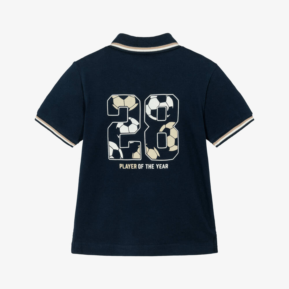 Mayoral-Navy Football Polo Shirt | Childrensalon Outlet