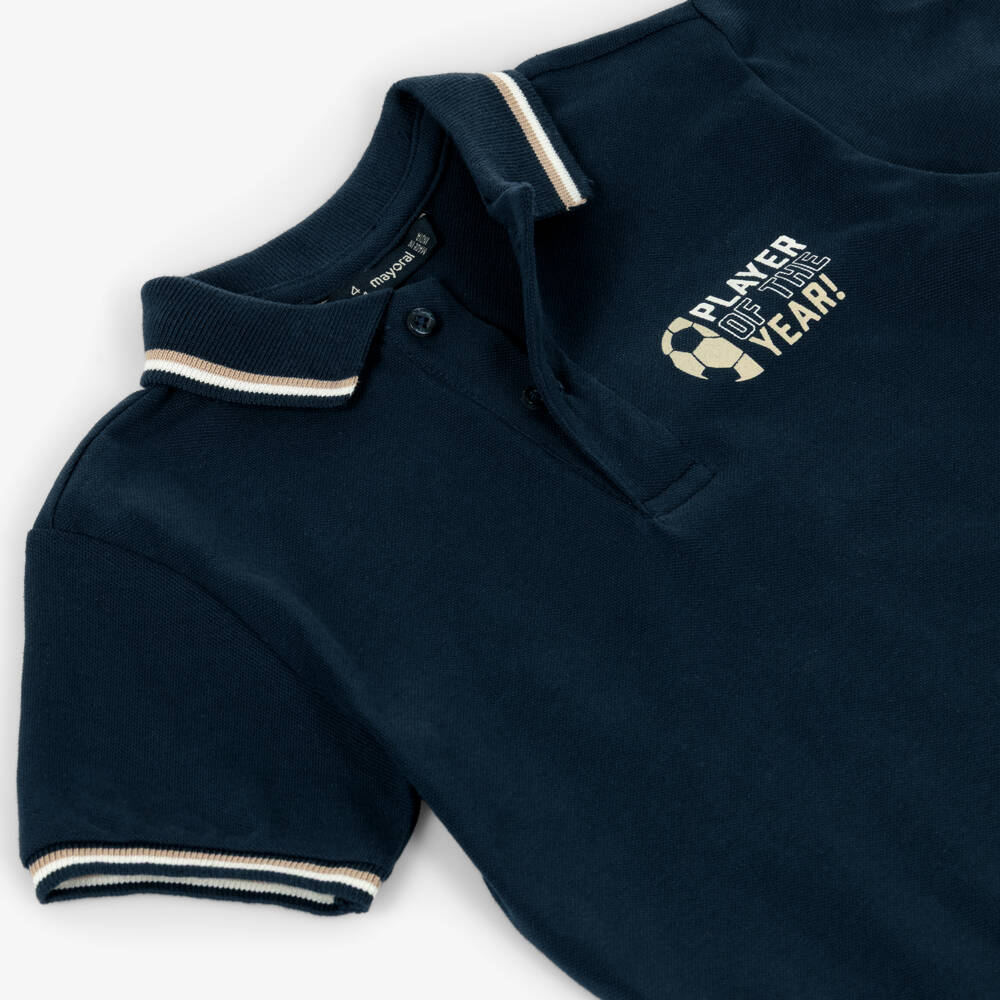Mayoral-Navy Football Polo Shirt | Childrensalon Outlet