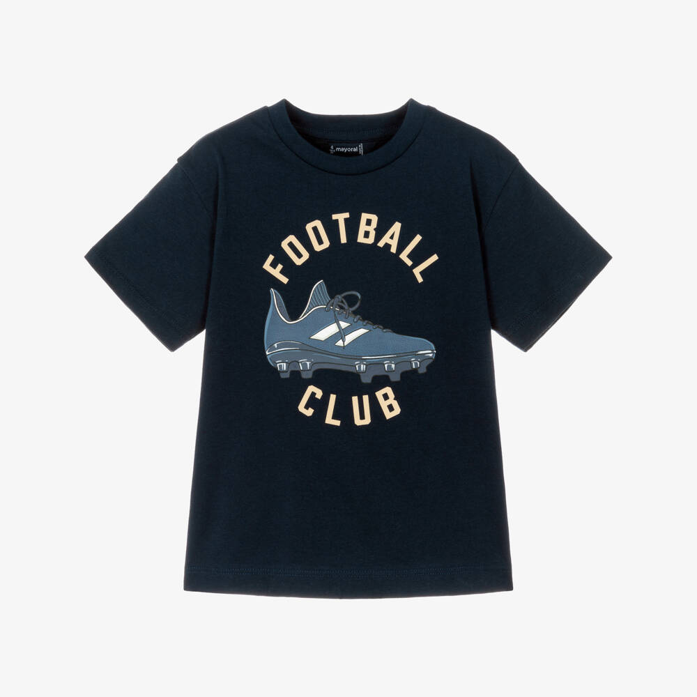 Mayoral-Navy Football T-shirt | Childrensalon Outlet