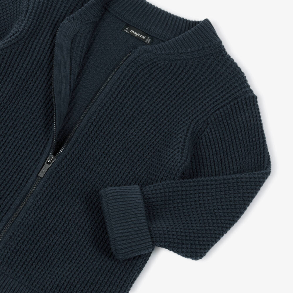 Mayoral-Navy Knit Zip Up Top | Childrensalon Outlet