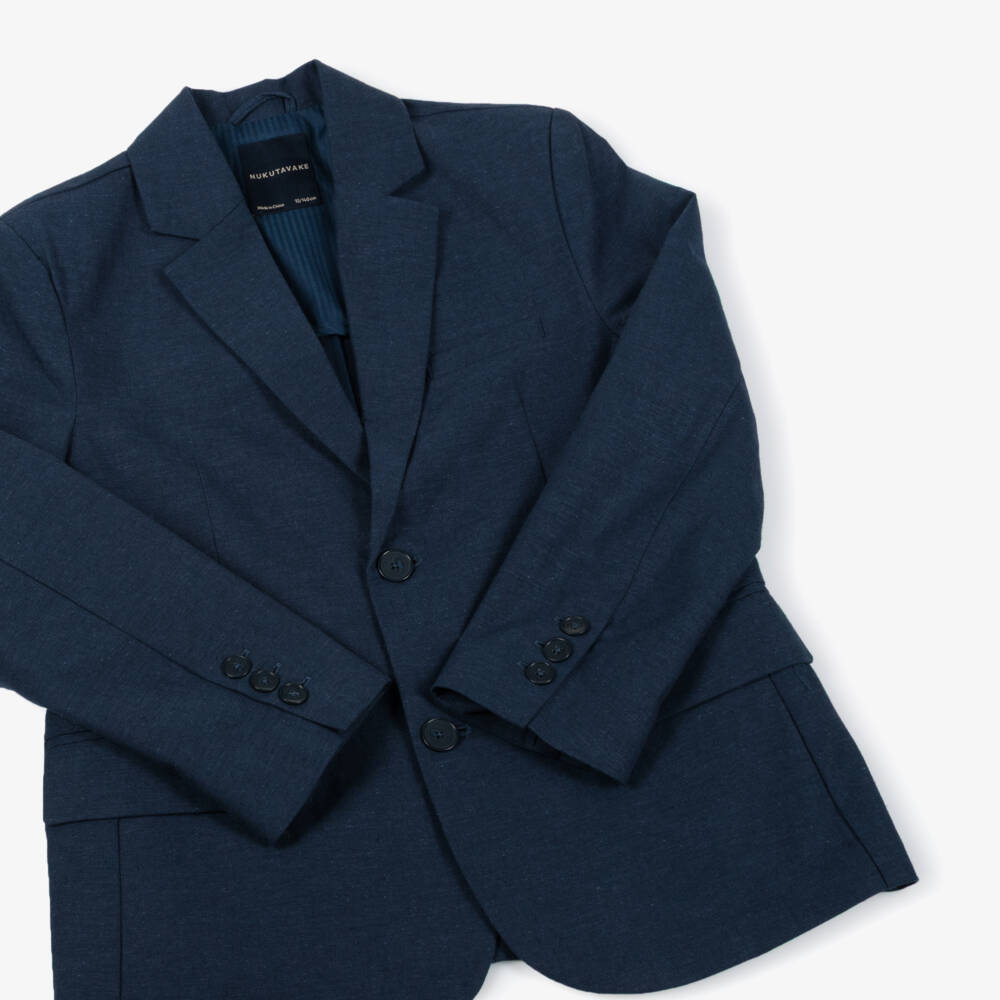Mayoral Nukutavake-Navy Linen Mix Blazer | Childrensalon Outlet