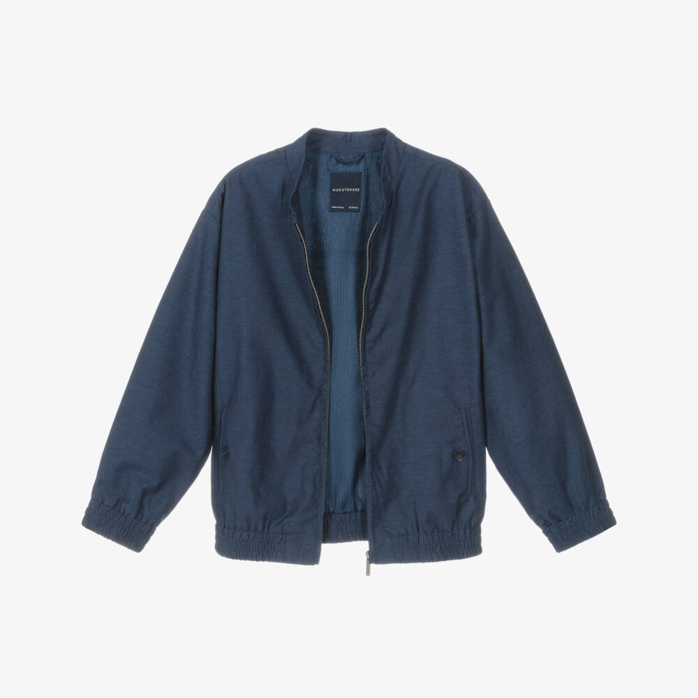 Mayoral Nukutavake-Navy Linen Mix Bomber Jacket | Childrensalon Outlet