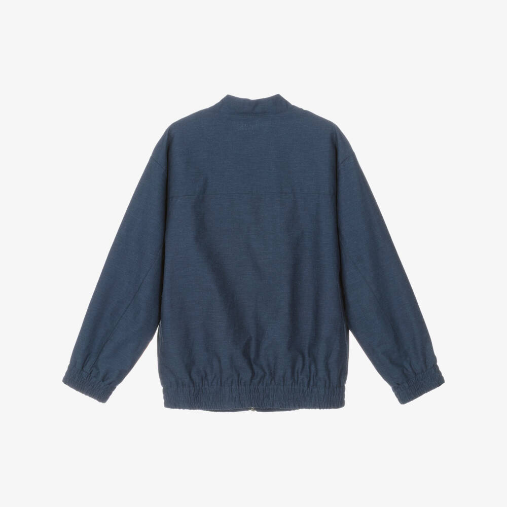Mayoral Nukutavake-Navy Linen Mix Bomber Jacket | Childrensalon Outlet