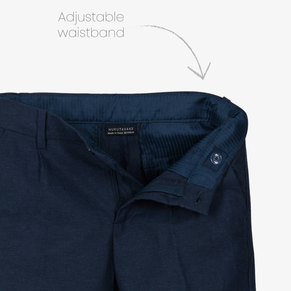 Mayoral Nukutavake-Navy Linen Mix Trouser | Childrensalon Outlet