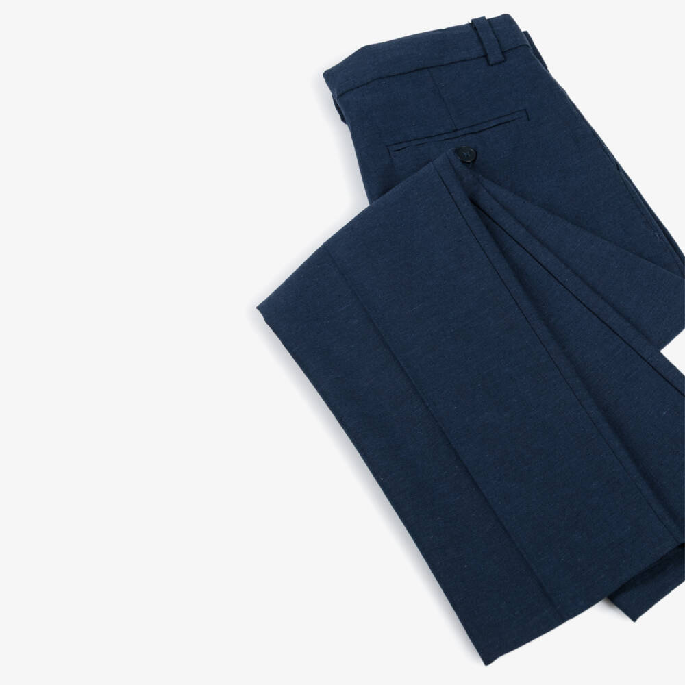 Mayoral Nukutavake-Navy Linen Mix Trouser | Childrensalon Outlet