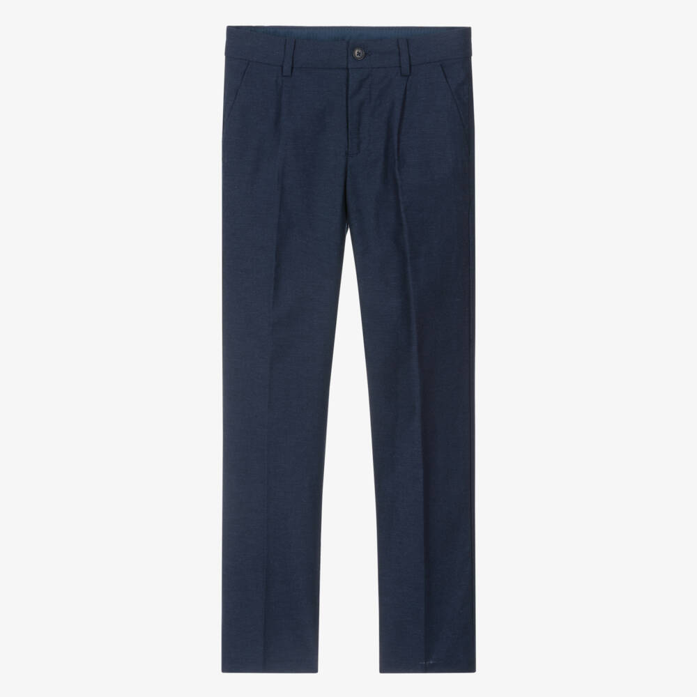 Mayoral Nukutavake-Navy Linen Mix Trouser | Childrensalon Outlet