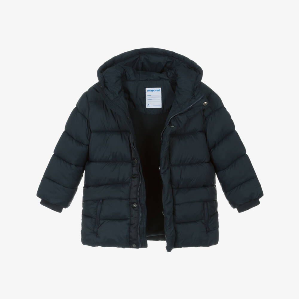 Mayoral-Navy Long Puffer Coat | Childrensalon Outlet