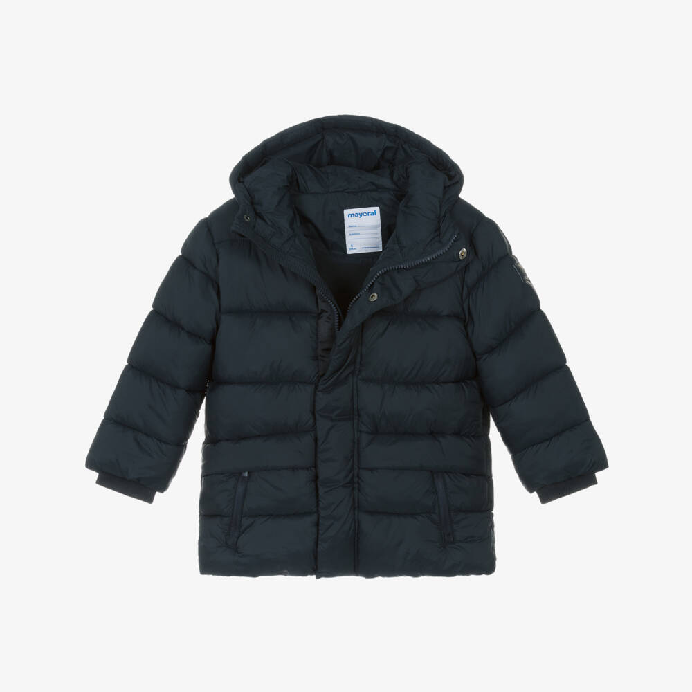 Mayoral-Navy Long Puffer Coat | Childrensalon Outlet