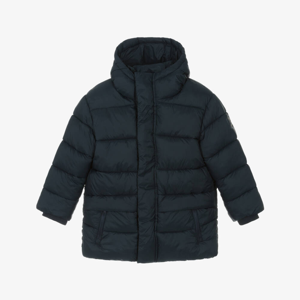 Mayoral-Navy Long Puffer Coat | Childrensalon Outlet