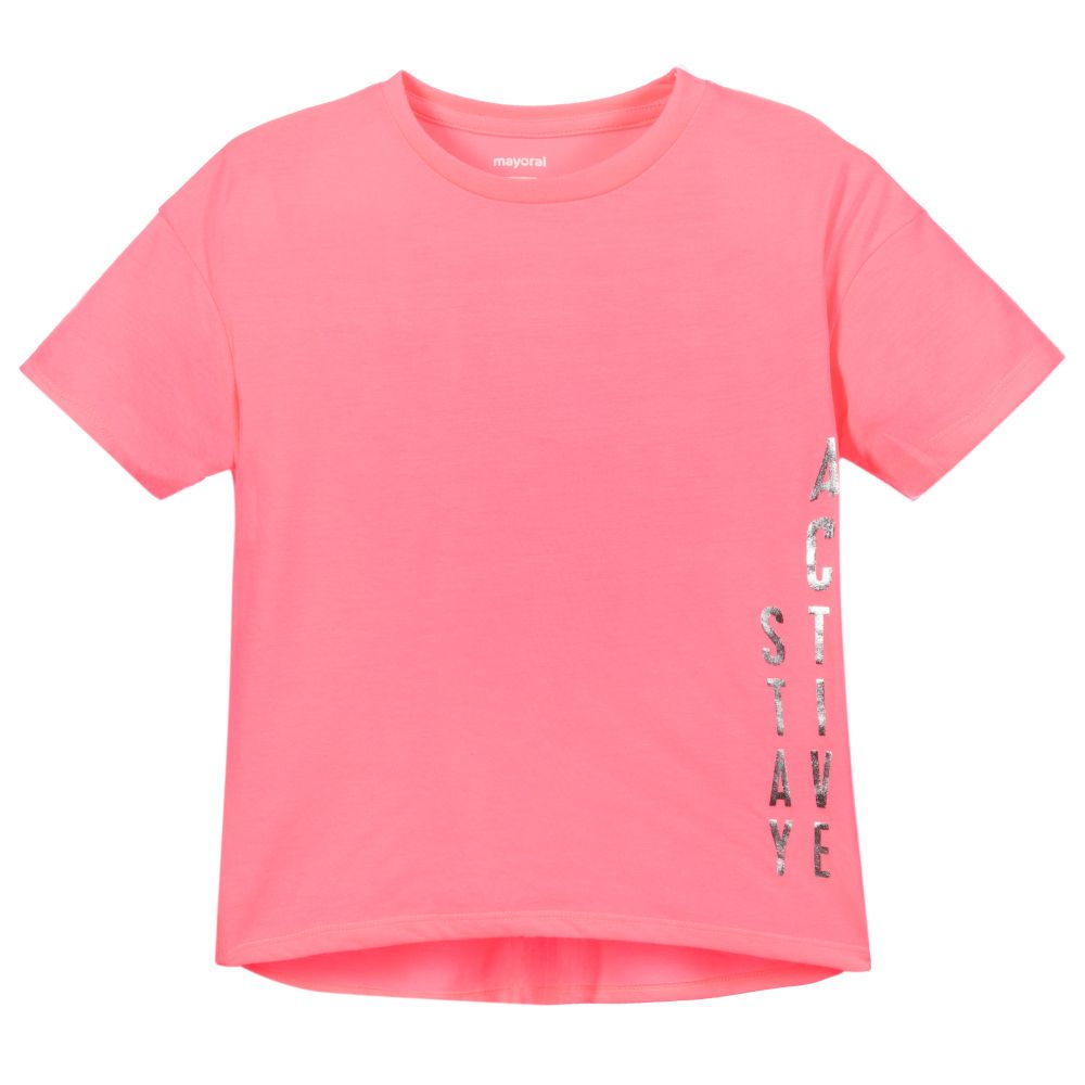 Mayoral - Neon Pink Sporty T-Shirt | Childrensalon