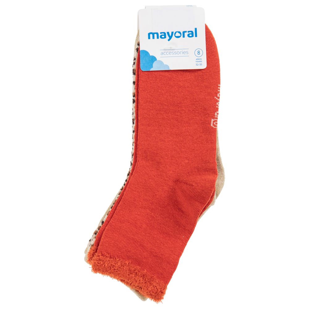Mayoral - Orange Assorted Socks (3 Pack) | Childrensalon Outlet