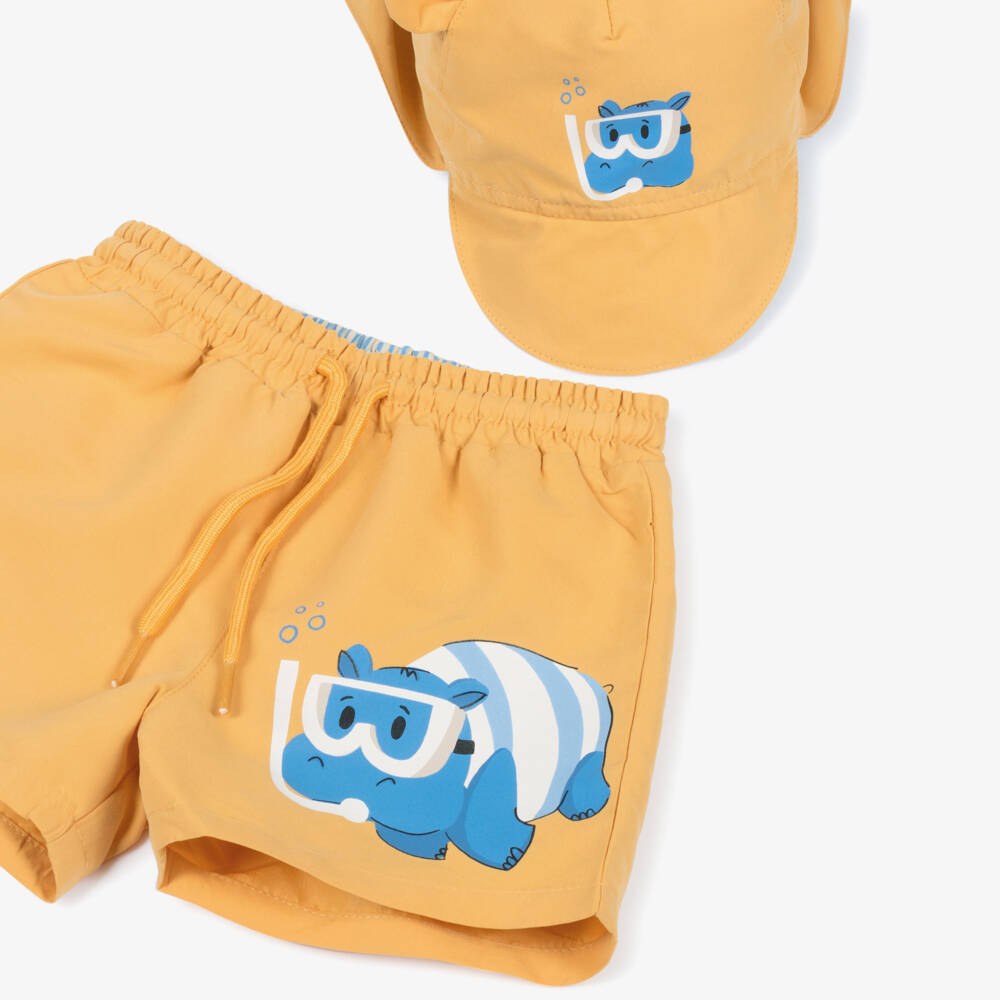 Mayoral-Orange Blue Hippo Swim Set | Childrensalon Outlet