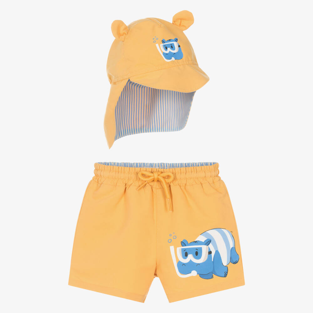 Mayoral-Orange Blue Hippo Swim Set | Childrensalon Outlet