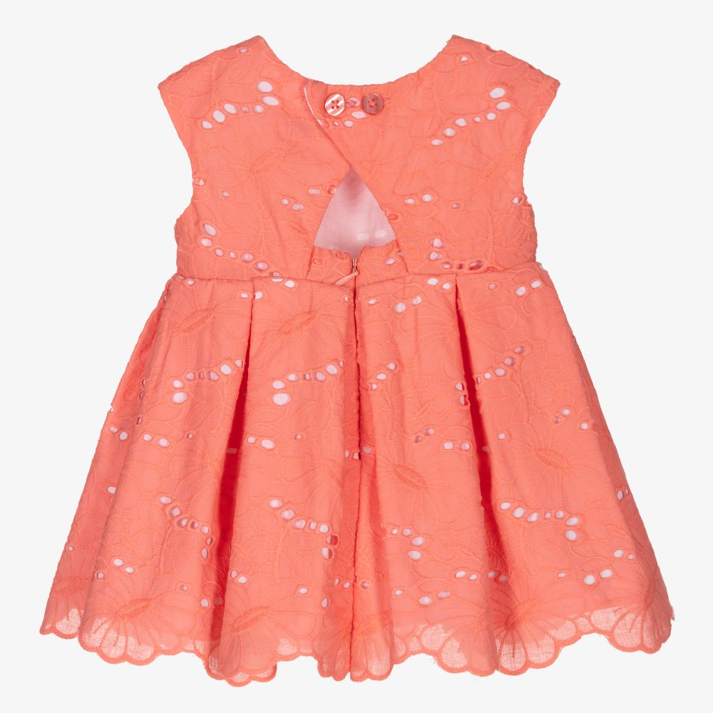 Mayoral-Orange Broderie Anglaise Dress | Childrensalon Outlet