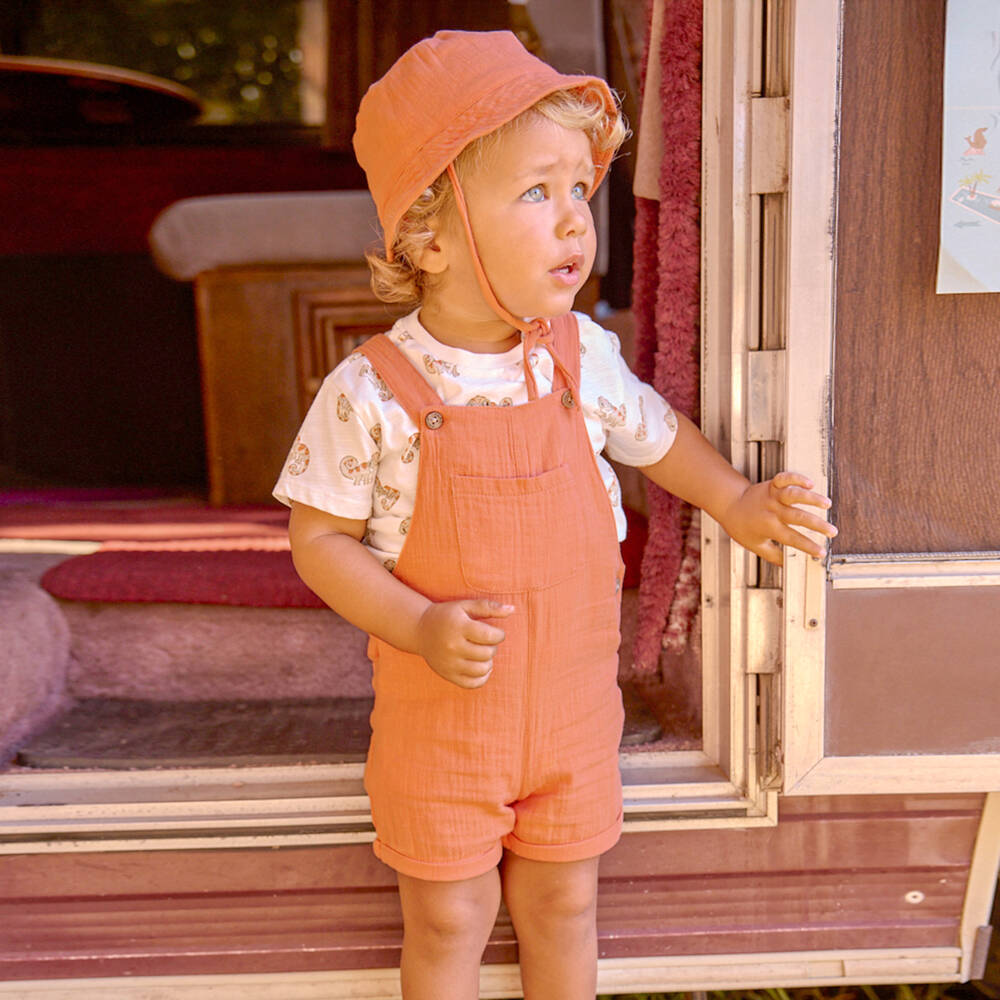 Mayoral-Orange Chameleon Print Dungaree Set | Childrensalon Outlet