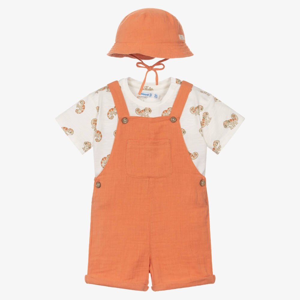 Mayoral-Orange Chameleon Print Dungaree Set | Childrensalon Outlet
