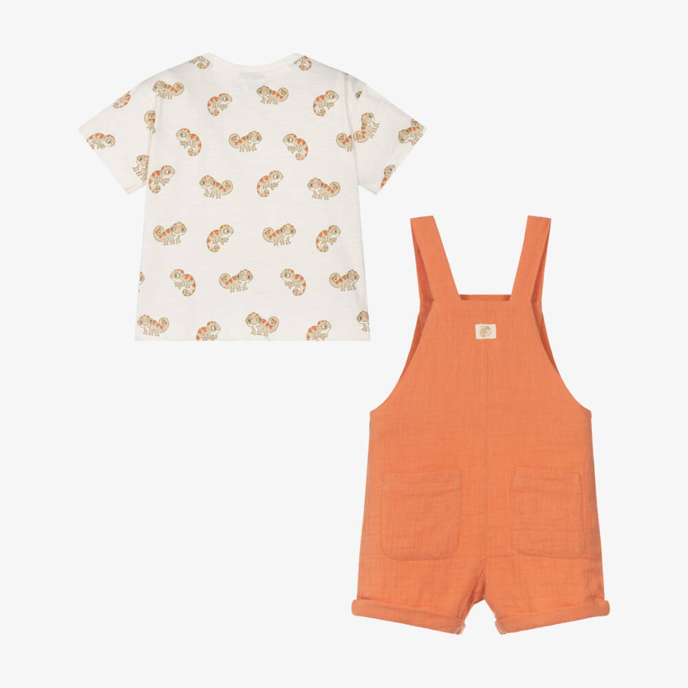 Mayoral-Orange Chameleon Print Dungaree Set | Childrensalon Outlet