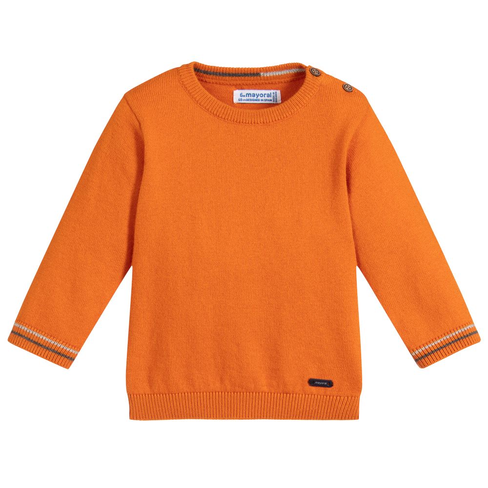 Mayoral - Pull orange en maille de coton | Childrensalon