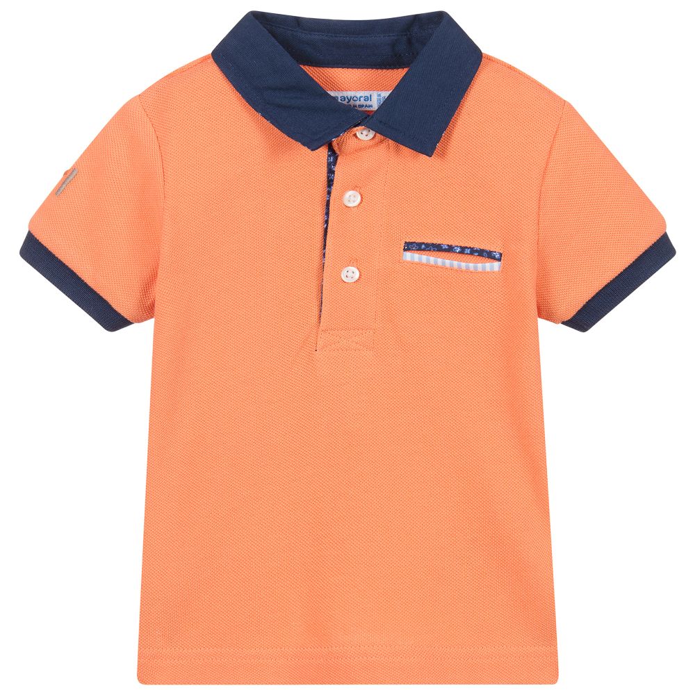Mayoral - Оранжевая рубашка поло из хлопка | Childrensalon