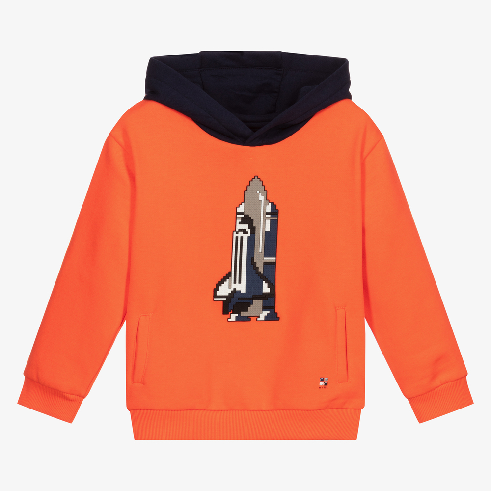 Mayoral - Sweat à capuche orange en coton Fusée | Childrensalon