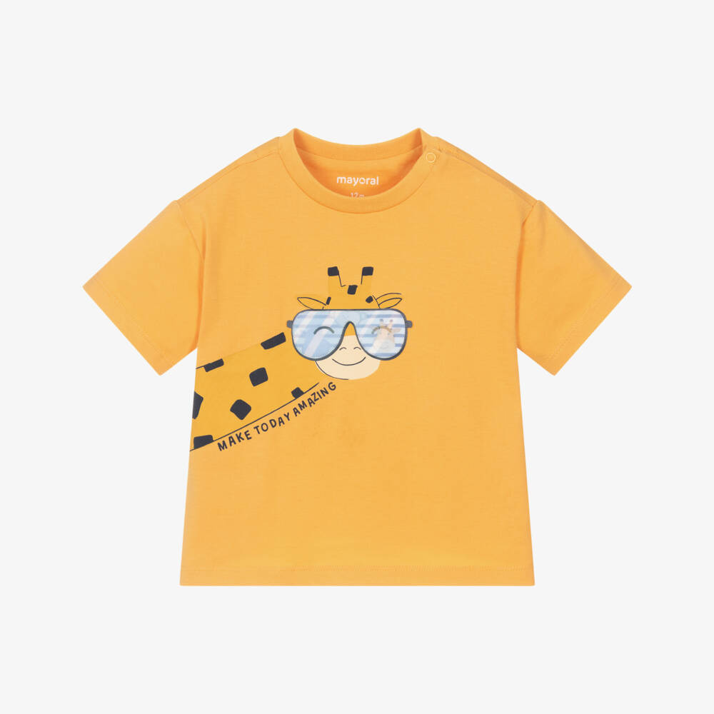 Mayoral-Orange Giraffe T-shirt | Childrensalon Outlet